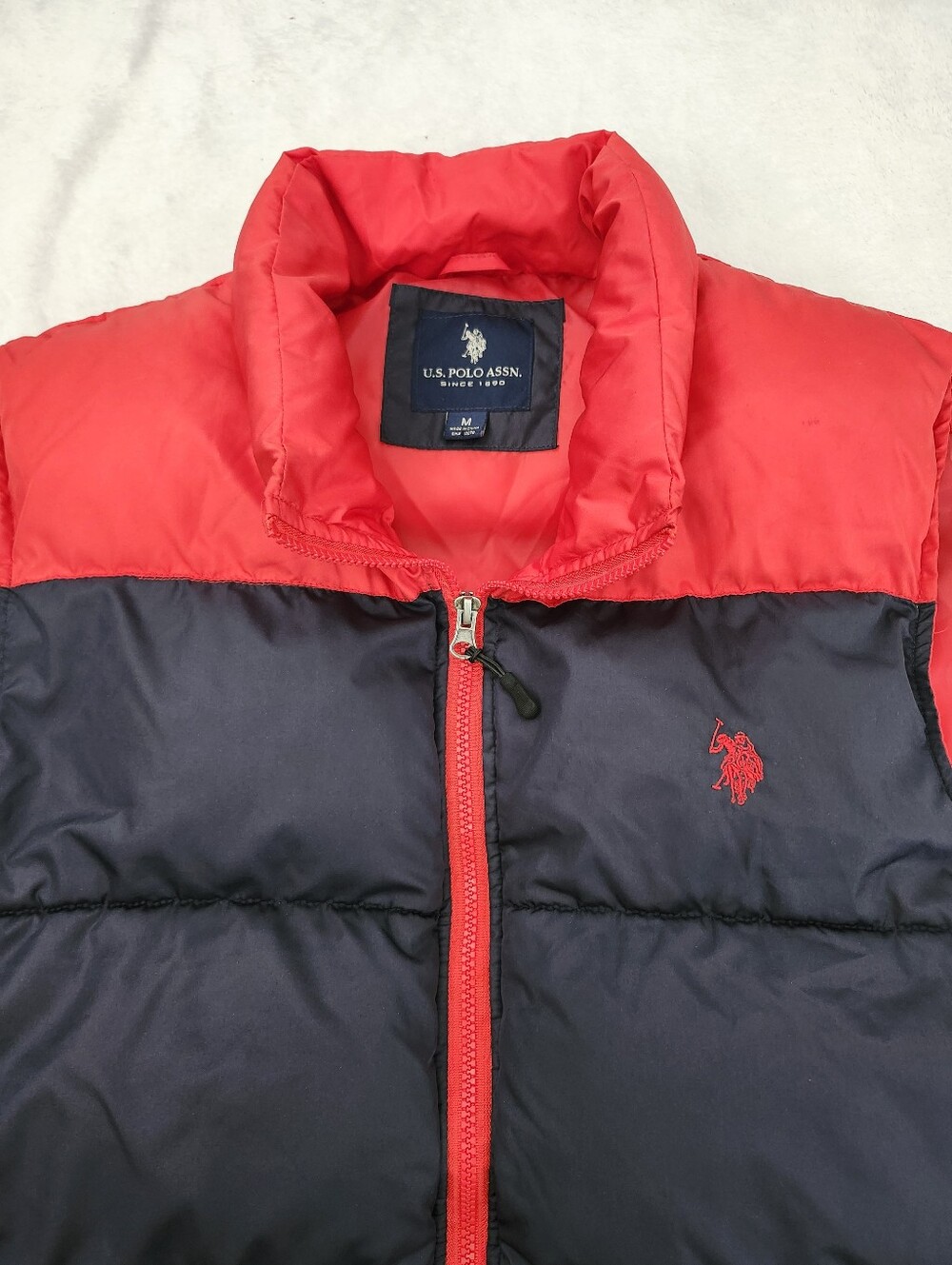 US POLO ASSN Medium Light Puffer Vest Navy Red Men's Medium | Cozycore Gorpcore